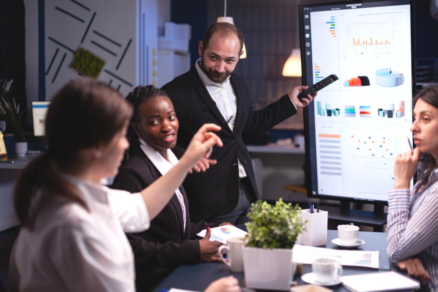 Modern investment reporting workspace showing clear data visualization